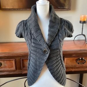 Pink Rose One-Button Sweater Top. Dark Gray. Size S